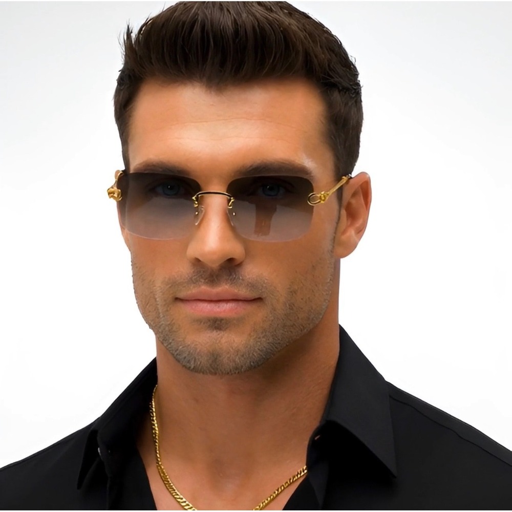 Men Sunglasses Fashion Designer Classy Sophisticated Green Lens Retro Vintage - Picture 7 of 11